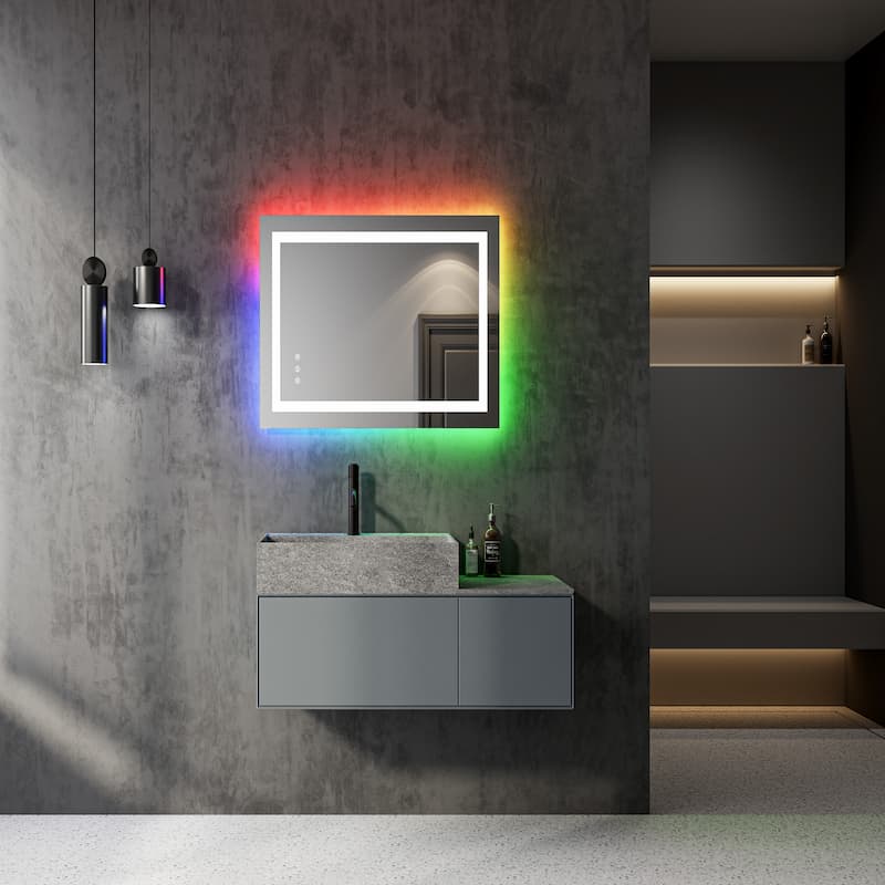 DP389 RGB LED 조광 가능 조명 및 김서림 방지 기능을 갖춘 프레임리스 욕실 거울